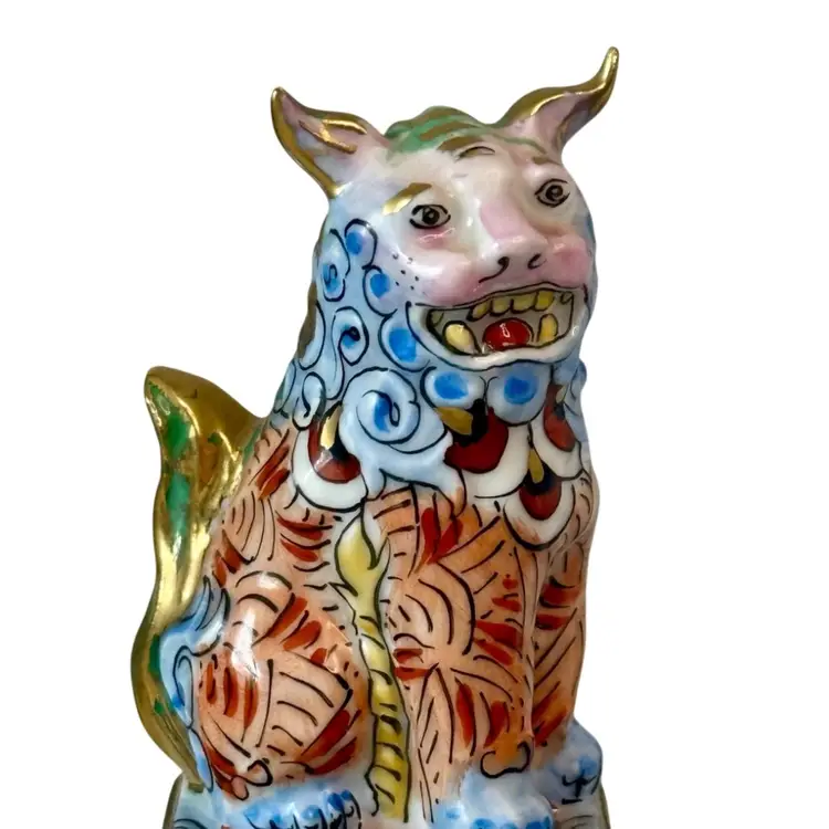Trinket Box Limoges France Rochard Foo Dog Chinese Guardian Hand Painted Porcelain Geisha Clasp
