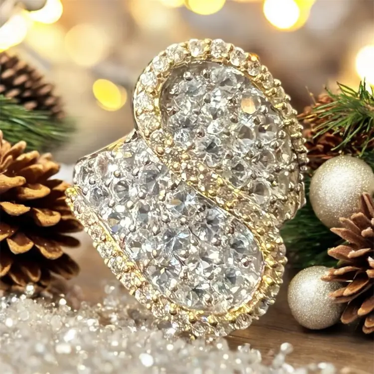 005 Gold Over Sterling White Topaz And CZ Ring