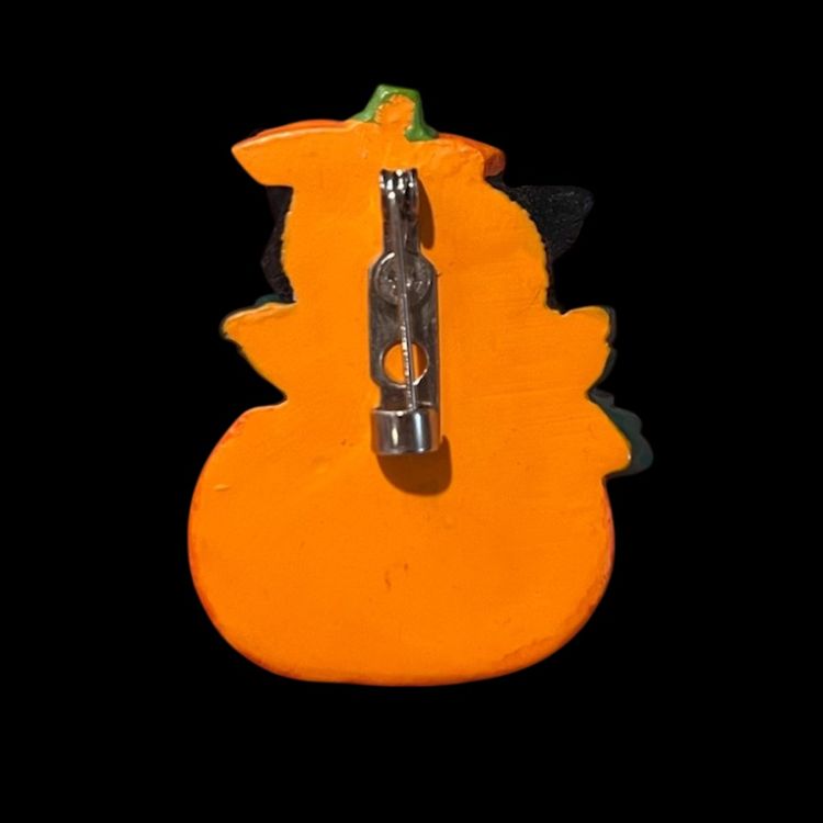 12. Black Kitty In Jack-o’-lantern Resin Brooch