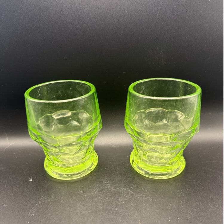 Pair of Anchor Hocking Georgian Uranium Highball Glasses