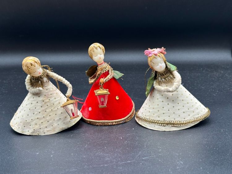 Vintage Koestel Wax Angel Ornament Set: Made in Western Germany