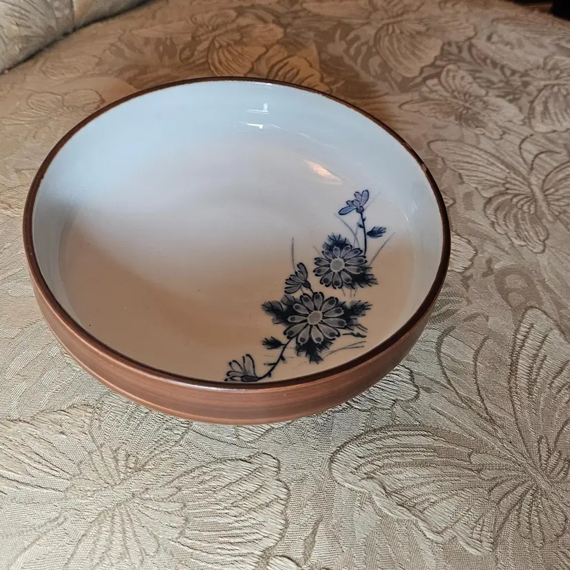Vintage Handmade Pottery Bowl With Flowers Signed By The Artist