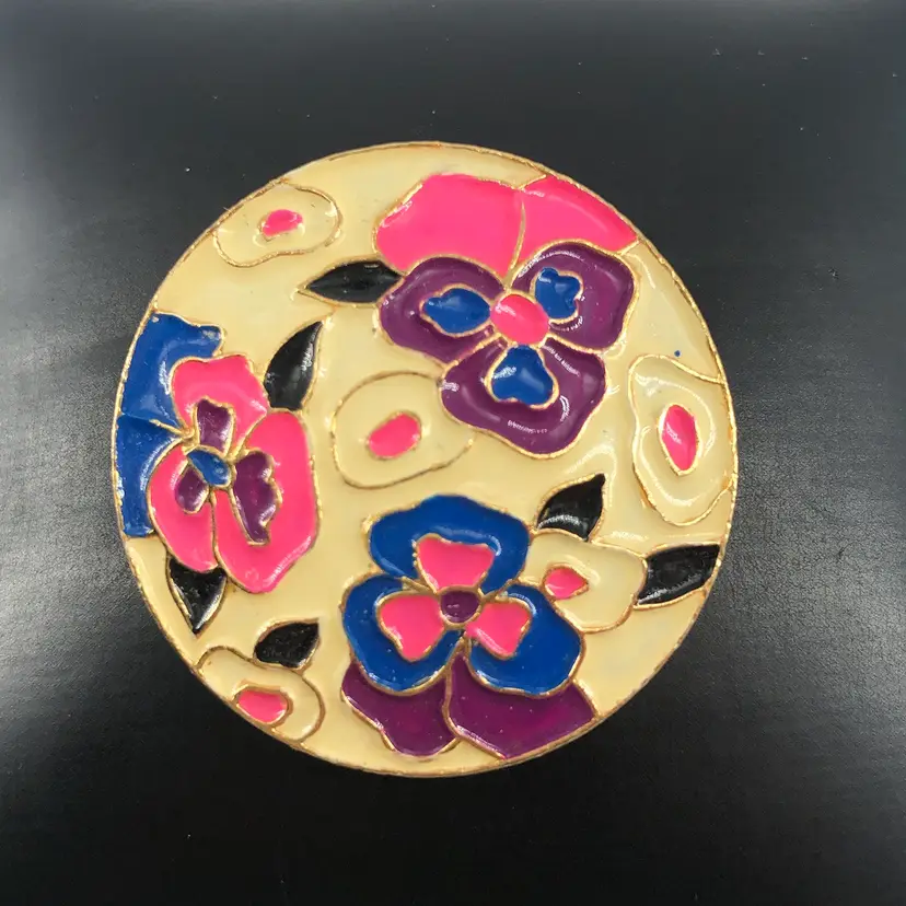 Gold-Tone Pansy Flower Brooch