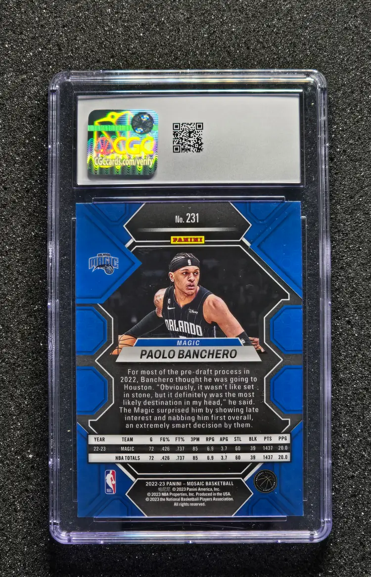 2022 Panini Mosaic #231 Paolo Banchero RC Rookie CGC 10 Gem Mint