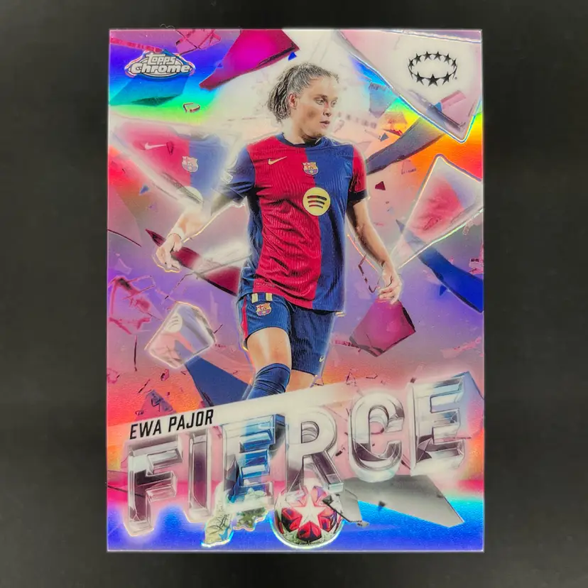 Ewa Pajor 2024/25 Topps Chrome UWCL Fierce Barcelona Soccer Card