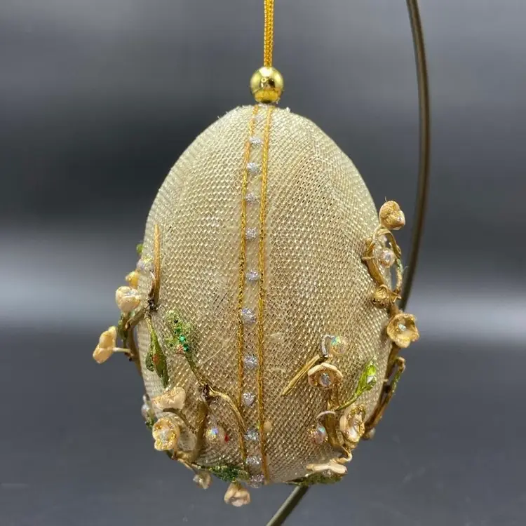 Gump's of San Francisco Cherry Blossoms Egg Shaped Ornament VTG Fabergé Style