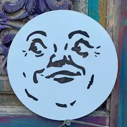 Moon Face Wall Plaque Vintage Style Graphic On Wood Handmade