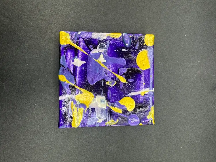 “Ice Box Art” Letter I - Miniature Abstract Painting, Made By Me, OOAK Amanda Montague 3” Square Magnet