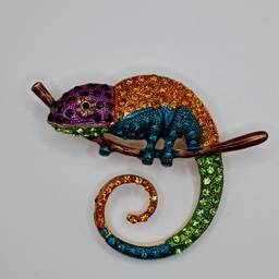 Multicolor Chameleon Brooch Pendant Colorful Rhinestone Statement Jewelry (Inv - #01)