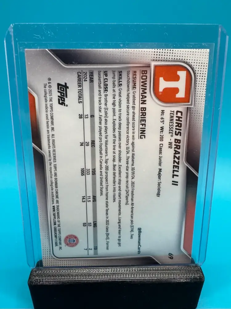 Chris Brazell 1st Bowman Chrome U Shimmer Refractor Tennessee Volunteers