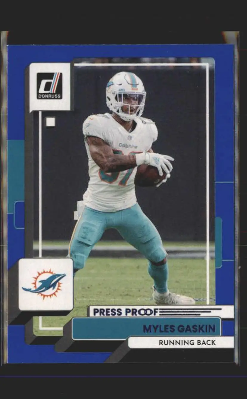2022 Donruss #126 Myles Gaskin Blue Press Proof - (139) - Miami Dolphins