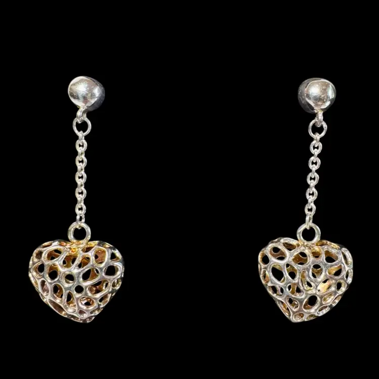 Sterling Silver Heart Openwork Pierced Earrings
