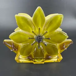 Retro Wondermold Lucite Autumn Green/Brown Sunflower Napkin Letter Holder