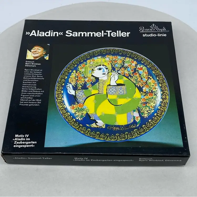 #1532 Bjorn Winblad Danish Ceramics Aladin Sammel-Teller Motiv IV Boxed