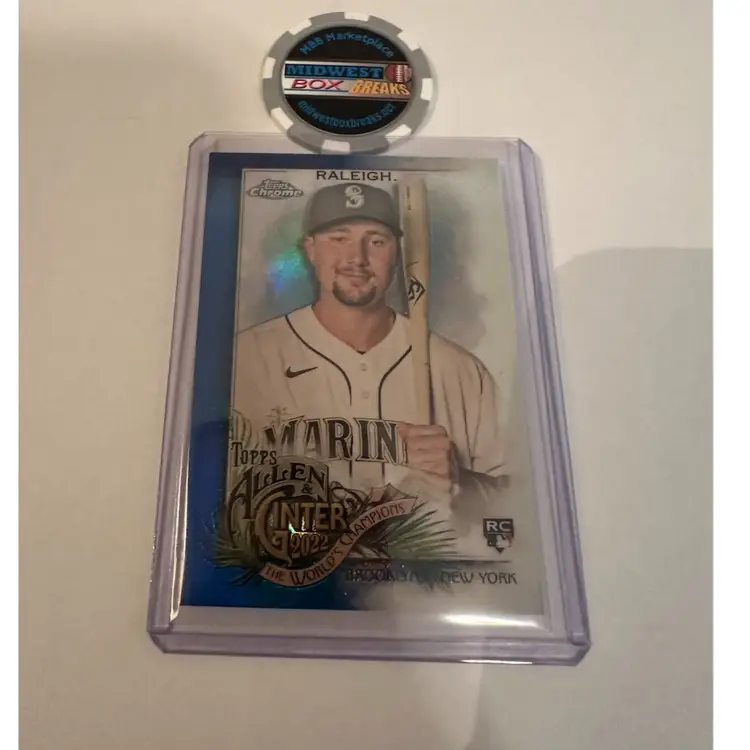 2022 Topps Allen & Ginter Chrome Cal Raleigh RC Blue Refractor #112/150