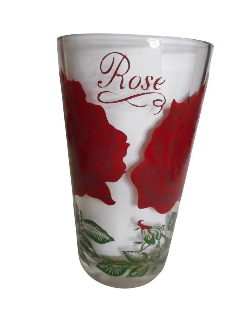 MCM Boscul Peanut Butter Drinking Juice Glass Tumbler Dark Red Rose Estate 5"