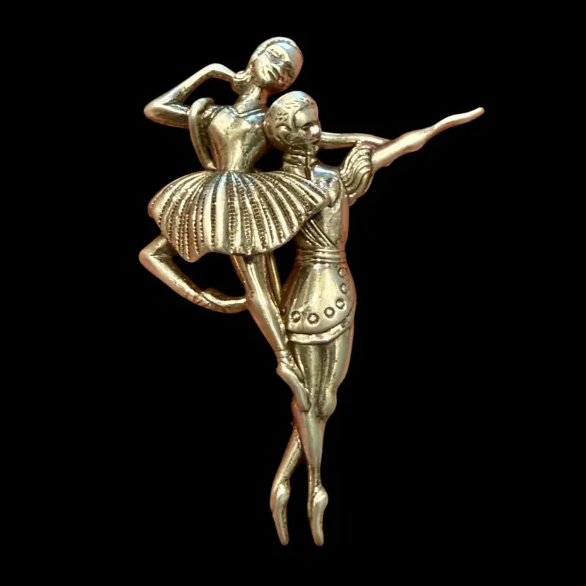 Vintage 1940’s BEAU Sterling Silver 2” Ballerina Couple Dancers Brooch 5.2g