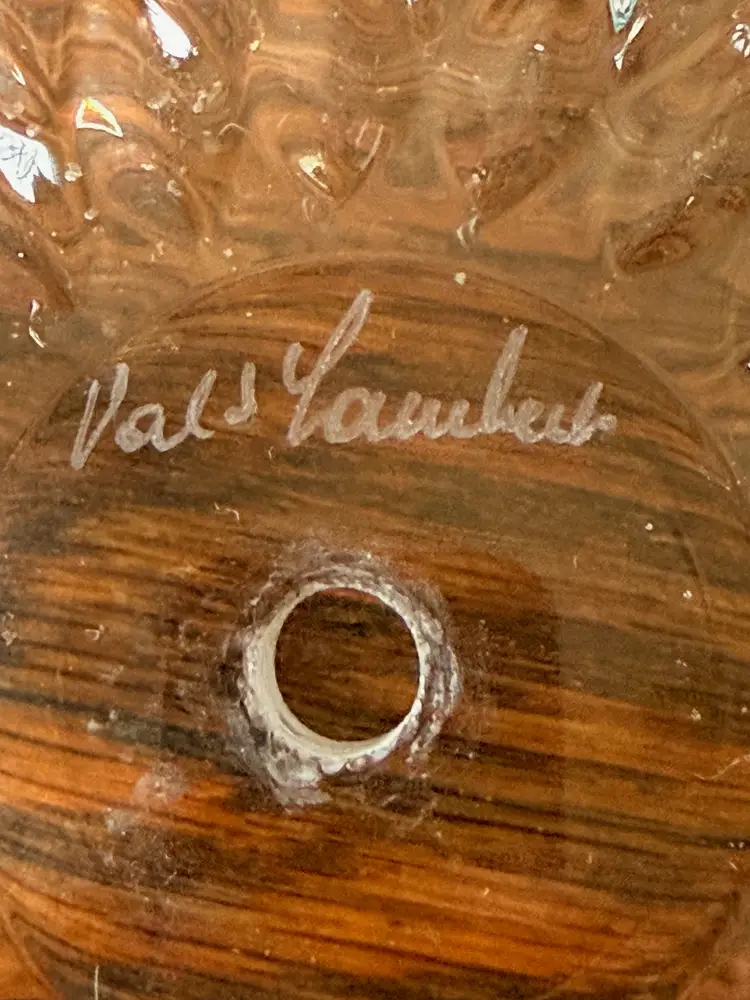 Vintage Crystal Lidded Candy Dish – Signed “Val St Lambert” (Attributed) – Pineapple Finial – 4 Inch Covered Bowl – Paige’s Plates – Free Shipping