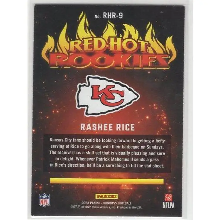2023 Panini Donruss Rashee Rice Red Hot Rookies #RHR-9 Chiefs