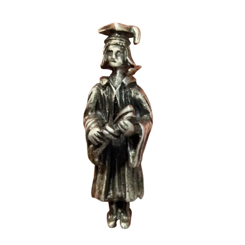 Vintage Sterling Silver Female Graduate in Cap & Gown Charm