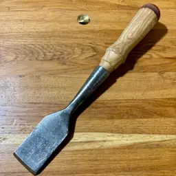 Ohio Tool Co. 1-1/2" Socket Firmer Chisel w/ New Leather Capped Handle