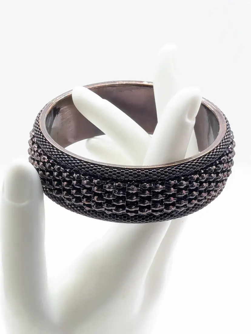 Chunky Bronze Tone Textured Mesh Bangle Bracelet