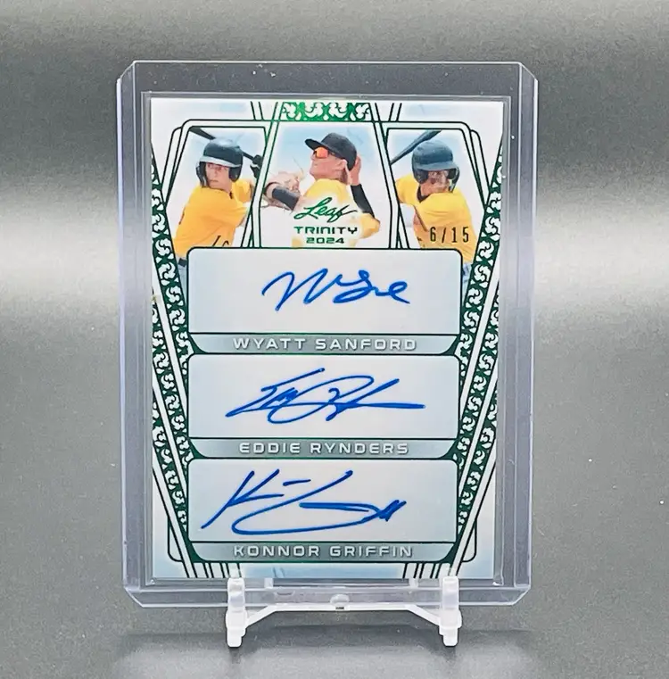 2024 Leaf Trinity Konnor Griffin Eddie Rynders Wyatt Sanford Triple Auto #'d /15 - Pittsburgh Pirates