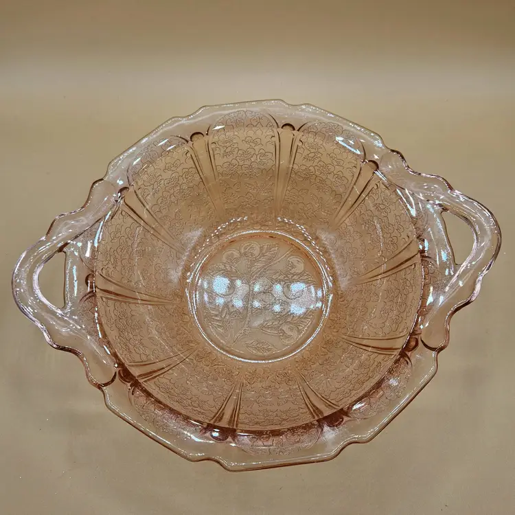 Jeanette Pink Cherry Blossom Depression Glass 8.75" Bowl