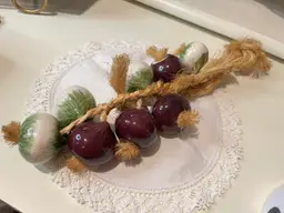 19. Hand Painted Vintage Ceramic Onion On Rope 13” Read