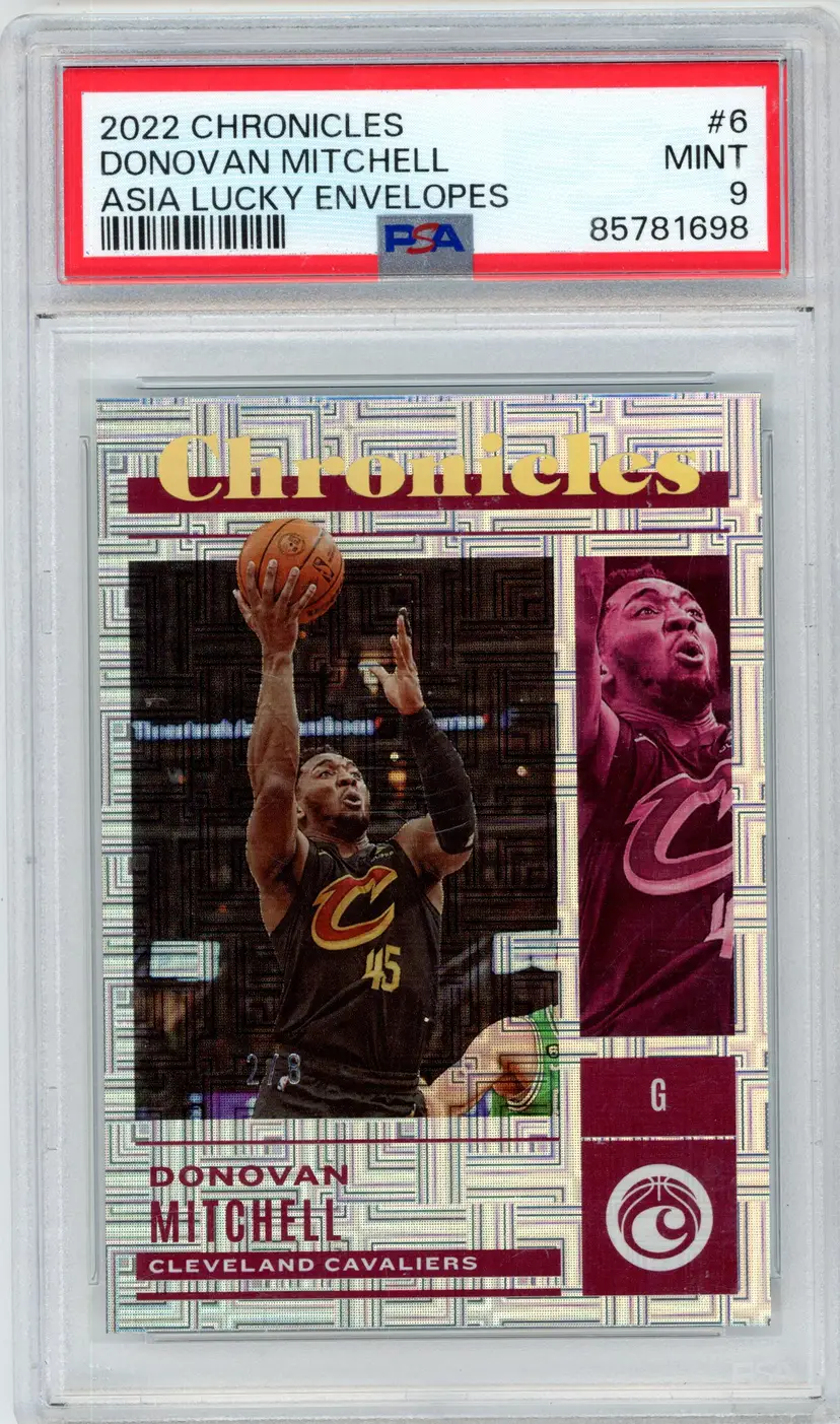2022 Chronicles DONOVAN MITCHELL /8 Asia Lucky Envelopes SSP #6 CAVALIERS PSA 9 MINT