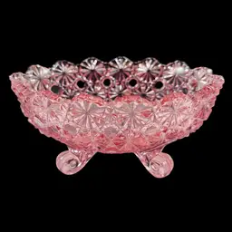 Vintage Daisy And Buttons Pink Glass Footed Dish, Possibly L G Wright Glass Candy Dish, Vintage Glass Nut Dish, Vintage Glass Bowl Trinket Dish