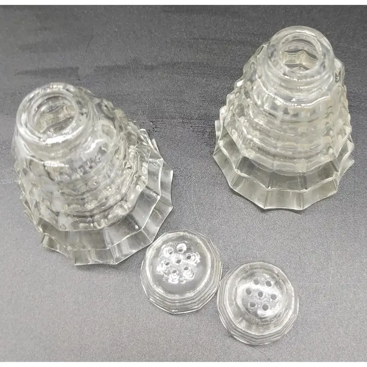 Vintage Clear Glass Christmas Tree Salt And Pepper Shakers
