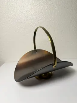 Vintage Brass Copper Metal Basket Tray Fire Stick Kindling Napkin Towel Holder