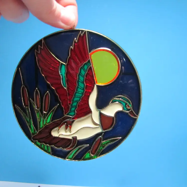 vintage duck bunny rabbit mother with child and rose sun catchers make & bake window suncatcher lot of 2