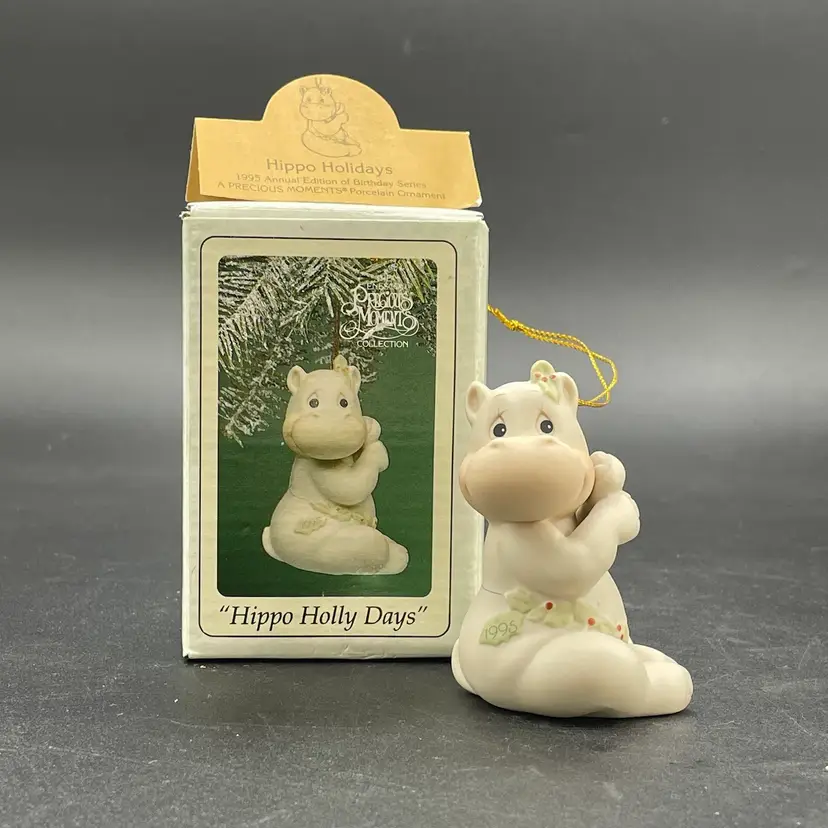 Precious Moments Hippo Holly Days #520403 Christmas Ornament VTG Hippopotamus