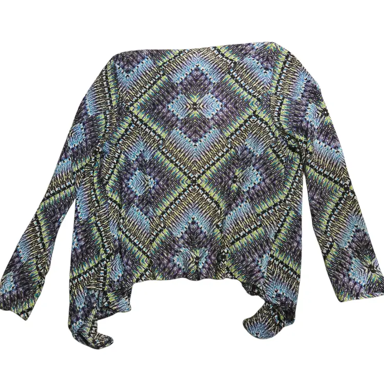 Chicos Cardigan Top Womens 2 Stretchy Green Lightweight Open Front Long Sleeve