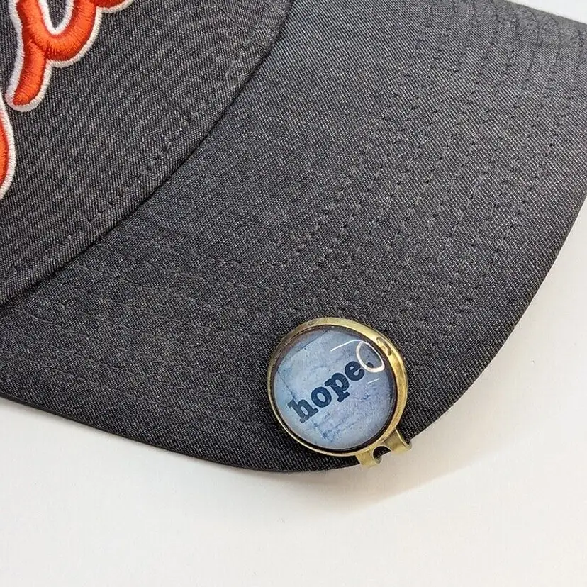 Vintage HOPE Glass and Brass Custom Golf Ball Marker with Magnetic Hat Clip