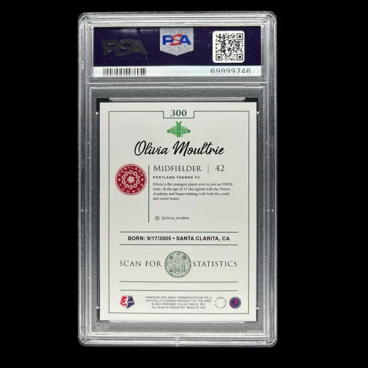 Olivia Moultrie 2021 Parkside NWSL Black And White /700 PSA 10 Soccer Card