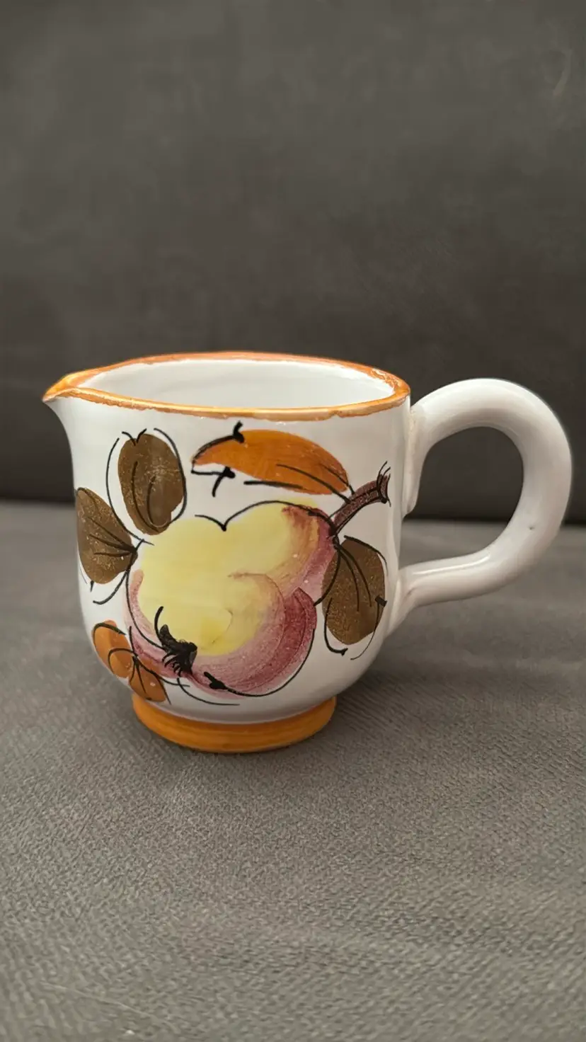Italy Pottery Hand Painted Creamer No Chips 2.5” tall