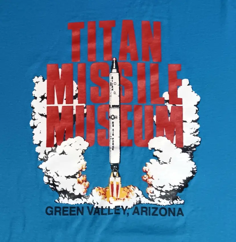 Vintage Titan Missile Museum T-Shirt USAF Turquoise Blue NASA Space Air Force
