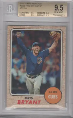 2017 Topps Heritage KRIS BRYANT SP action variation #500 - BGS 9.5 Chicago Cubs