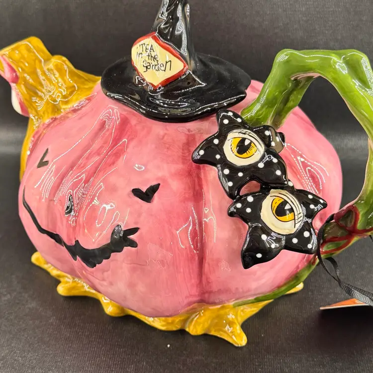 2023 Blue Sky Clayworks Jack-O-Lantern Pumpkin Teapot