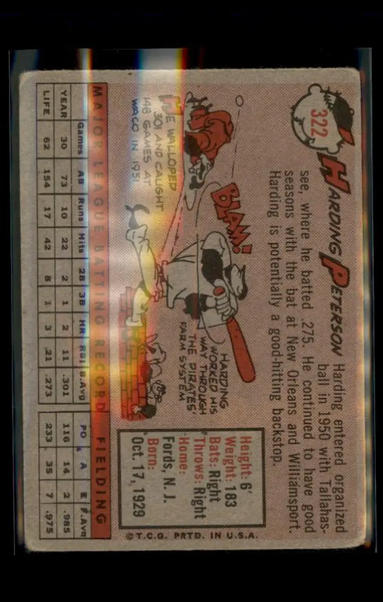 1958 Topps #322 Harding Peterson - (pk4) - Pittsburgh Pirates