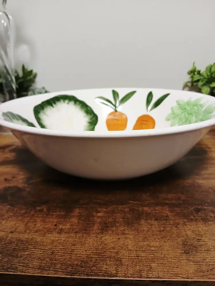 Ceramic Veggie  Serving Bowl Japan Hand Painted