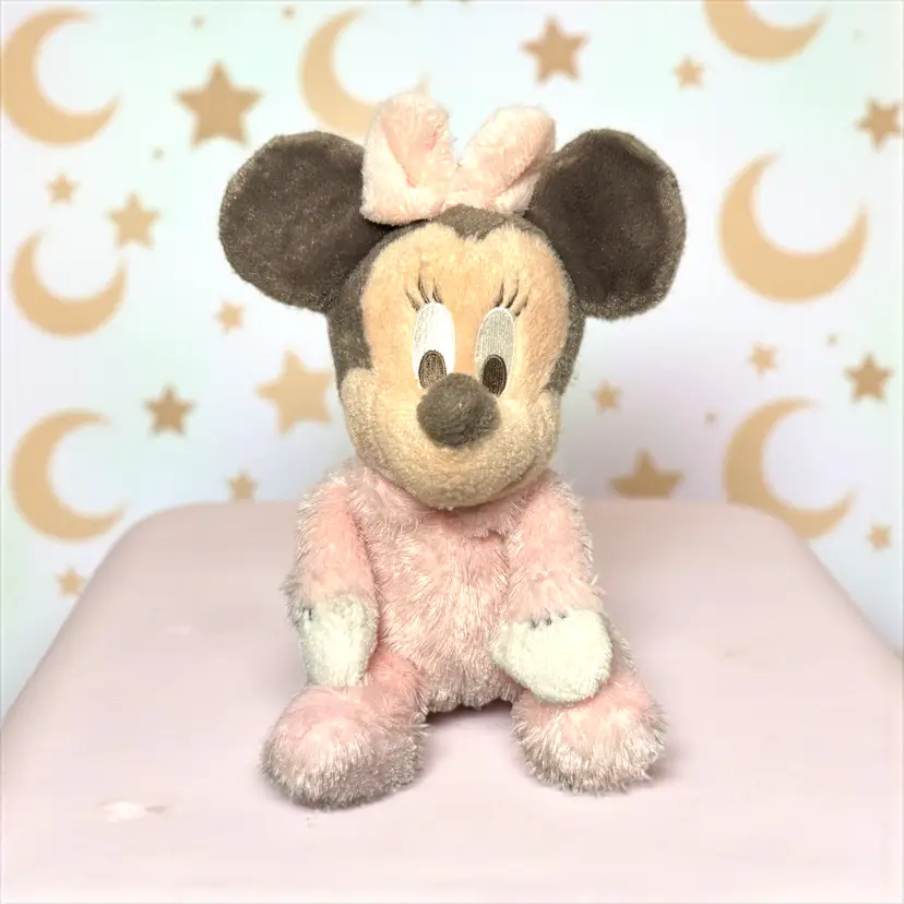 Disney Parks Baby Minnie Mouse 9" Pink Rattle Plush Nursery Toy
