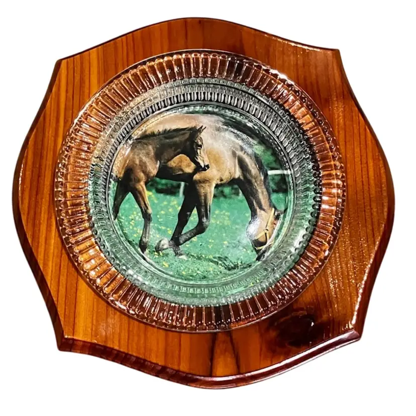 Vintage Wood Ashtray With Removable Glass For Any Picture Or Design