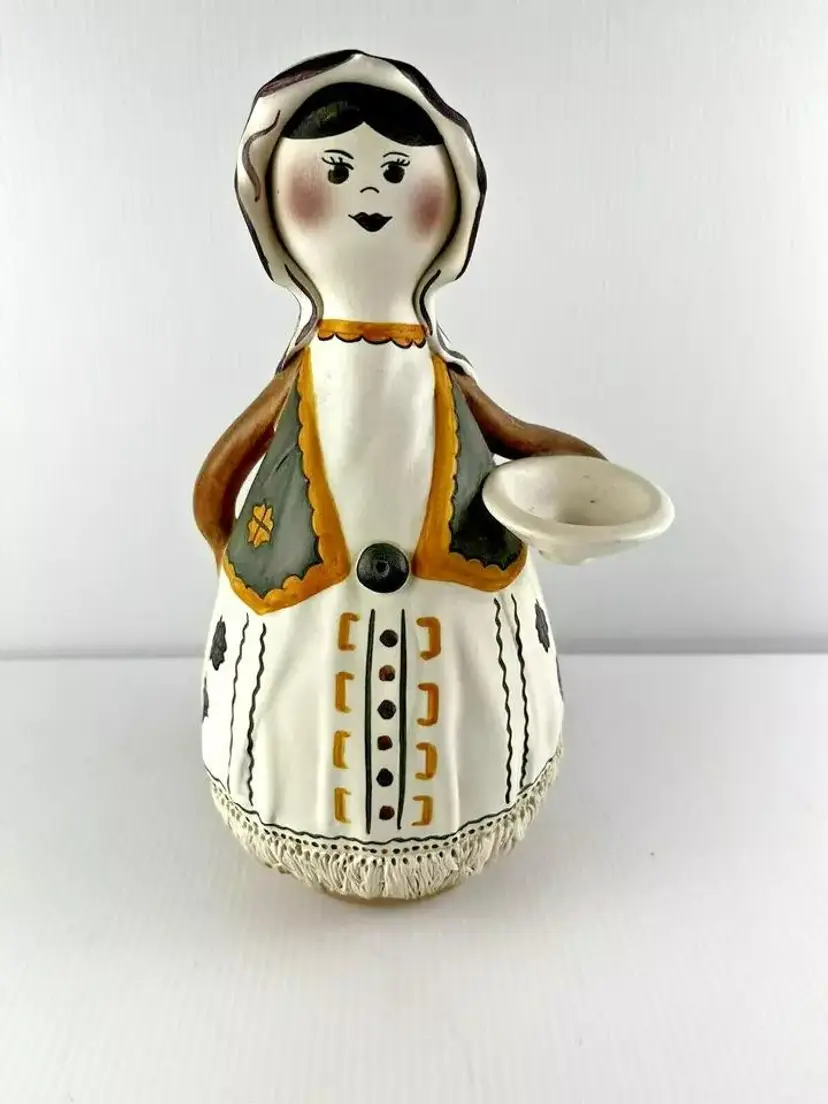 Vtg Gourd Shaped Ceramic Babcia Figurine Artist Signed 9.5"