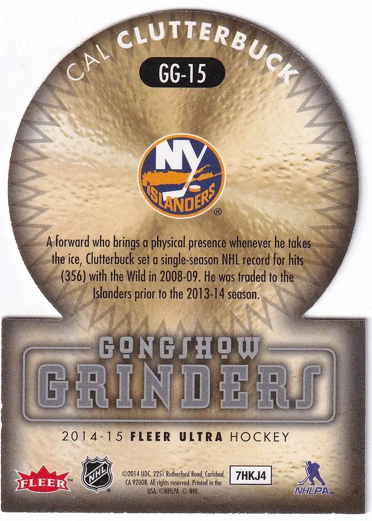 2014-15 Ultra Gongshow Grinders #GG15 Cal Clutterbuck New York Islanders Hockey Card
