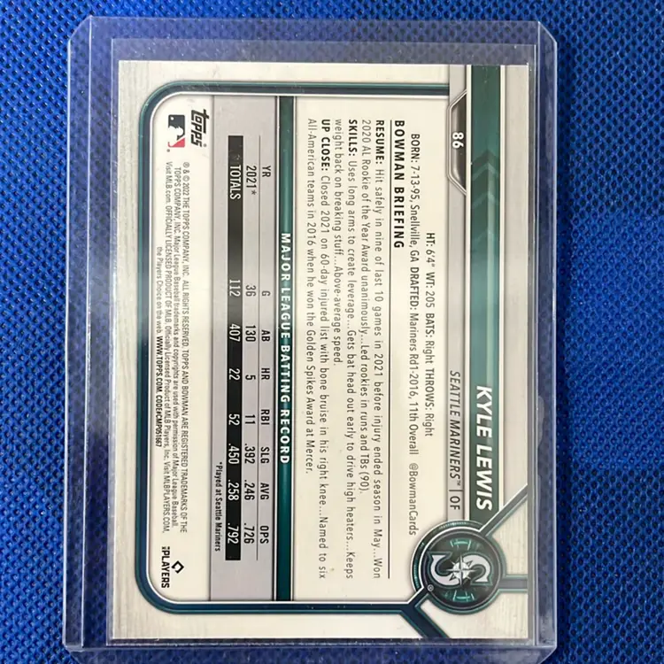 2022 Bowman Kyle Lewis Blue Parallel 089/150