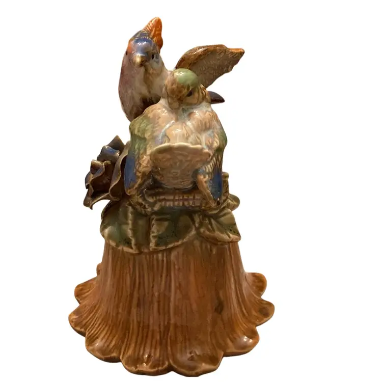 Beautiful Vintage Porcelain Love Birds On A Bell